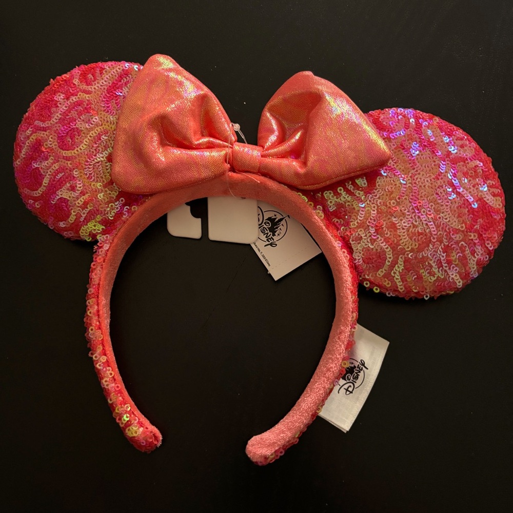 Disney Coral Sequin Minnie Mouse Ears Headband